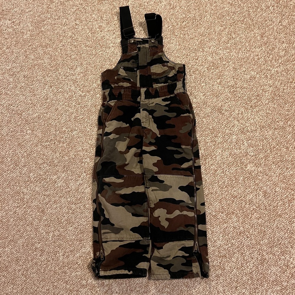 Walls Ski Pants Kids 8/10 Brown Camo Bib Insulated Blizzard Pruf Winter Snow